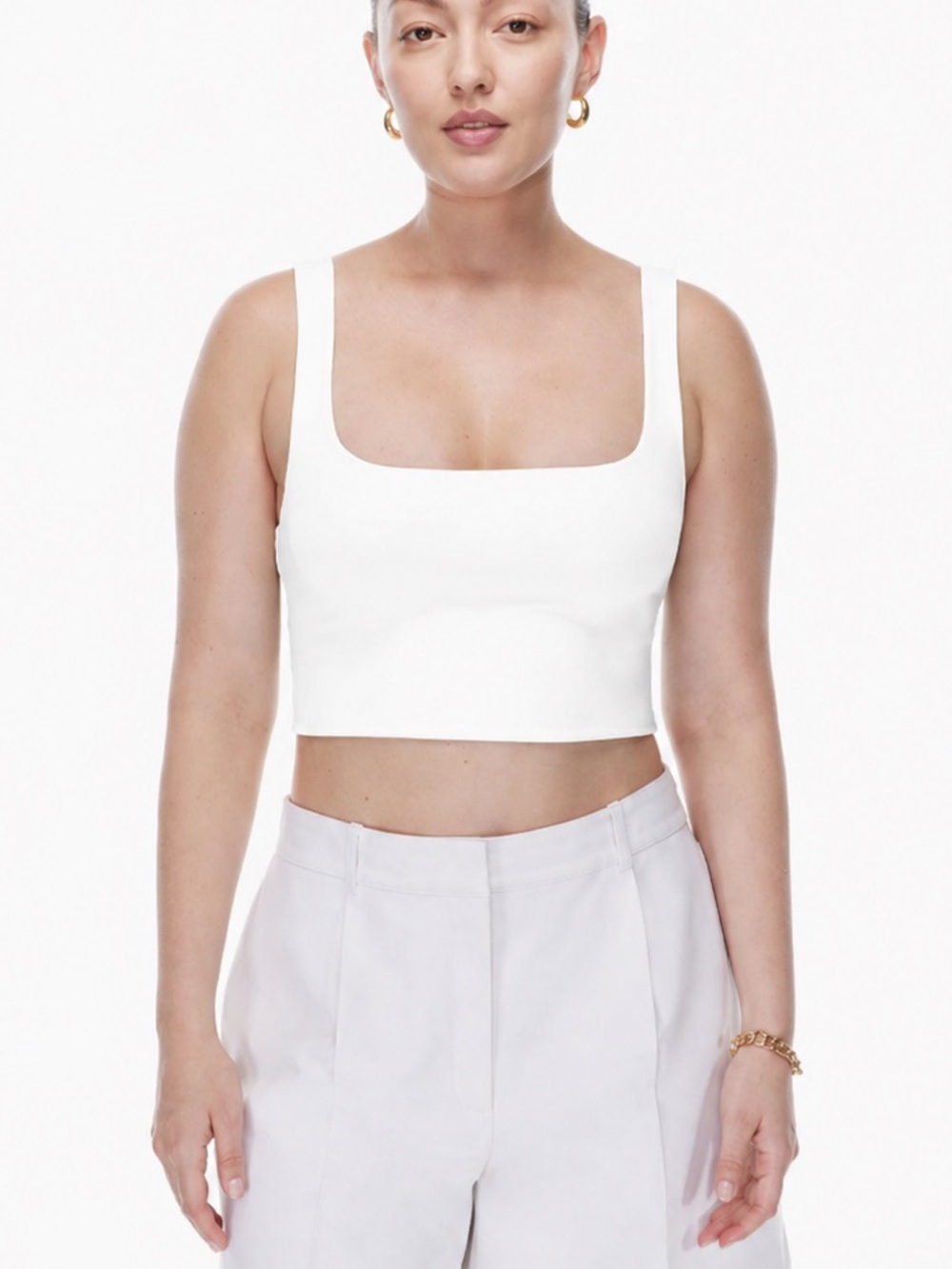 Aritzia Babaton White Contour Neck Tank, White, Size M